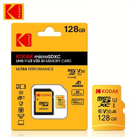 Kodak MicroSD Memory Card Class 10, U3, V30, A1 | 16GB–256GB for Dash Cams, Cameras, PCs, Smartphones, Tablets & More