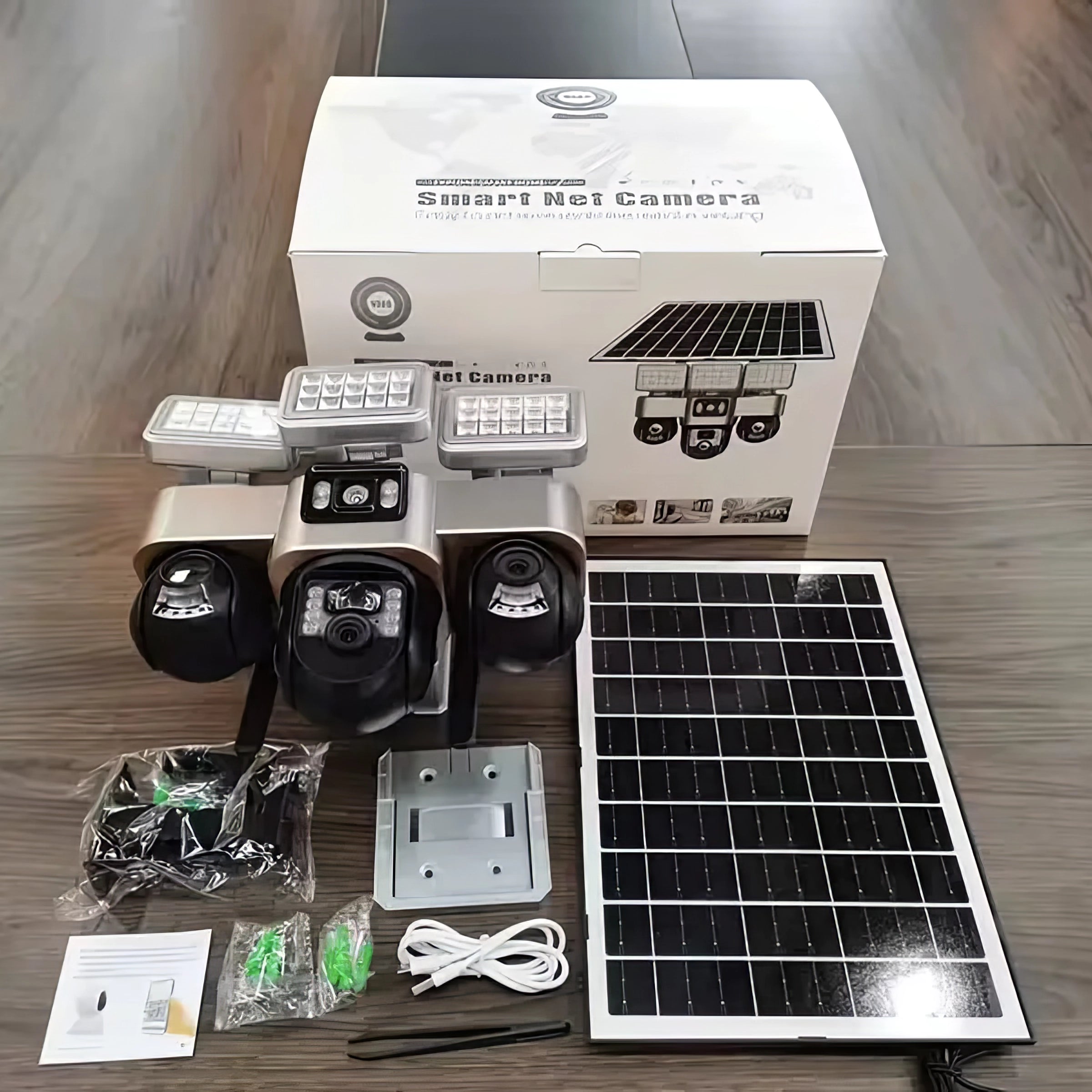 Smart 4G Solar Security Camera | 3 Motorized PTZ Lenses, 3 Large Floodlights, 16000mAh Battery & 360° Coverage (SIM Card Only, No Wi-Fi)