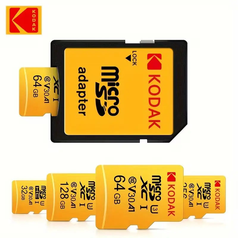 Kodak MicroSD Memory Card Class 10, U3, V30, A1 | 16GB–256GB for Dash Cams, Cameras, PCs, Smartphones, Tablets & More