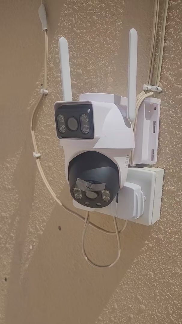 كاميرا مراقبة XIAOVV بالطاقة الشمسية و Wi-Fi | عدسة مزدوجة 8MP، 360° (واي فاي 2.4G فقط، بدون شريحة)